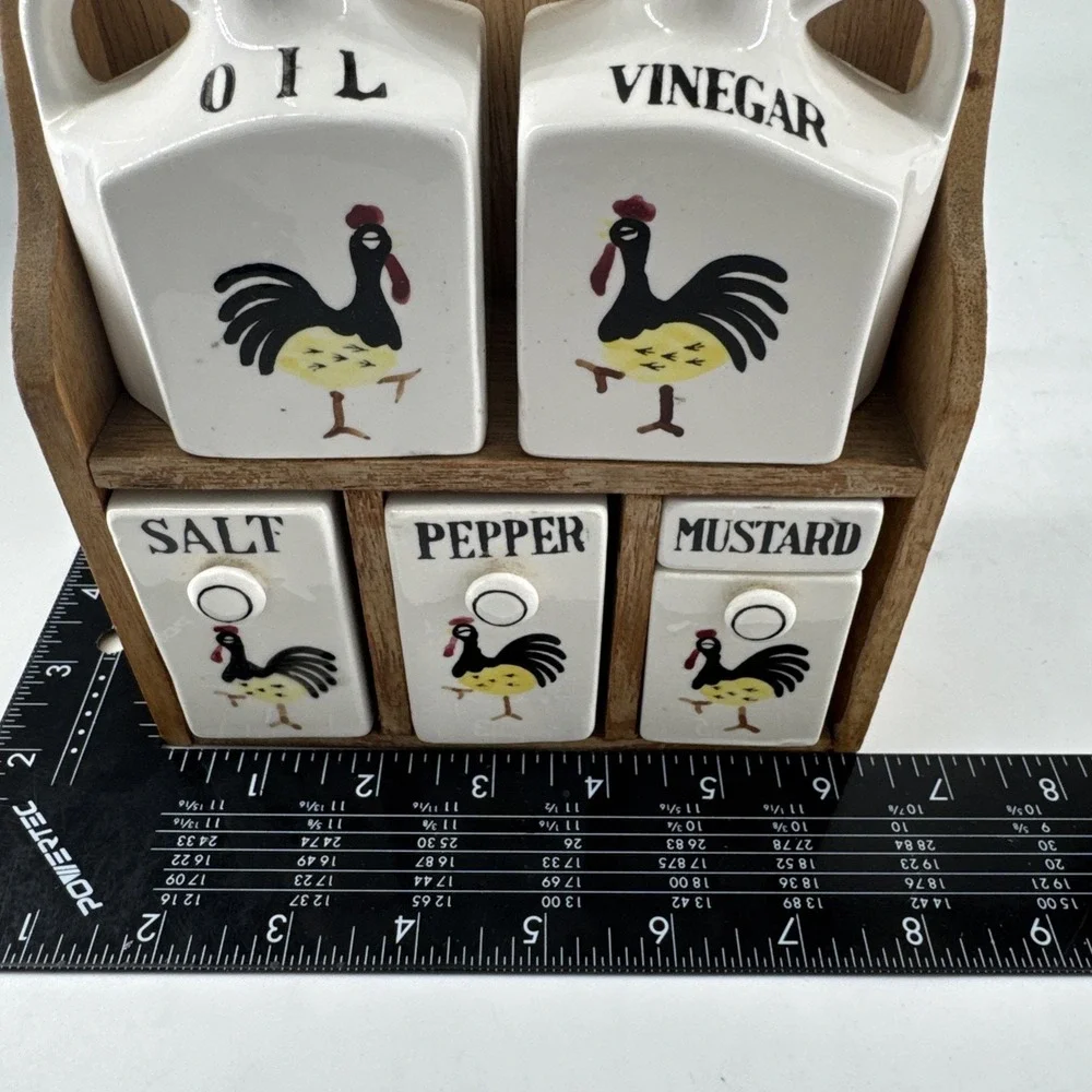 Condiments Set Oil Vinegar Salt Pepper Shaker Mustard Jar Made In Japan Vintage‎